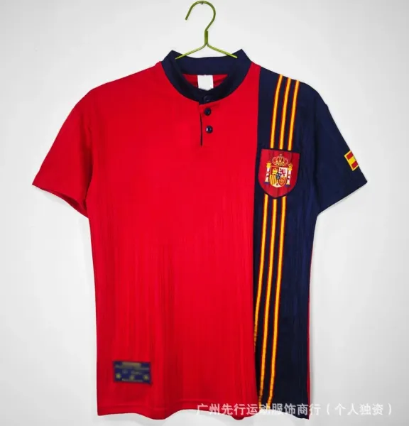 Adidas Spain National Team 1994 Home Jersey Red/Navy Polo - 1
