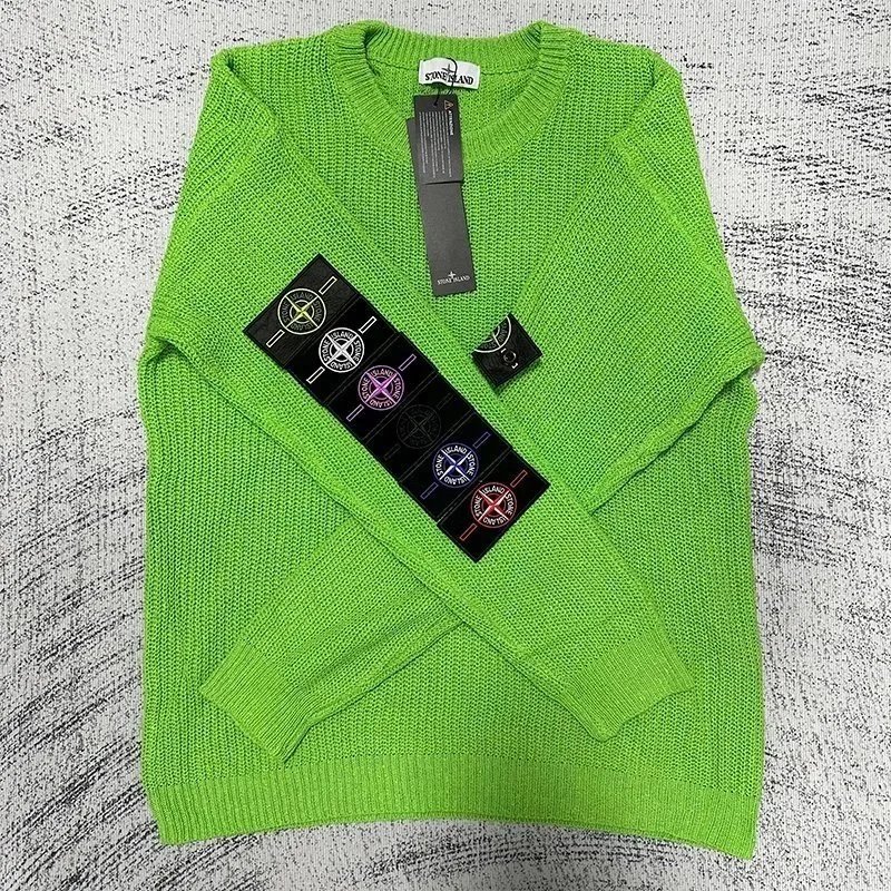 Stone Island Knitwear ST-C 010 ribbed knit sweater with compass sleeve badge image 8