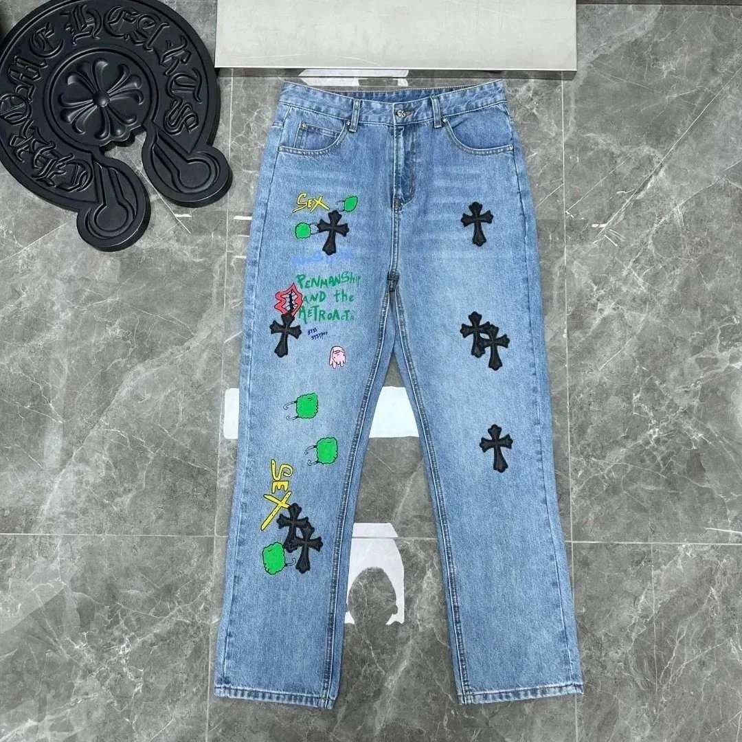 Chrome Hearts Jeans Loose-Fit Cross Patch — 11