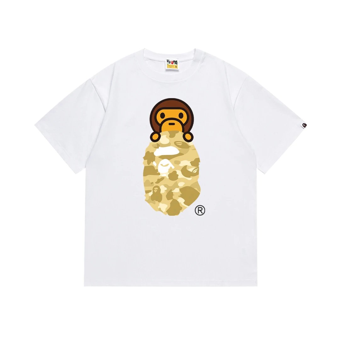 A Bathing Ape T-Shirts Short-Sleeve Head Graphic — 168 white yellow