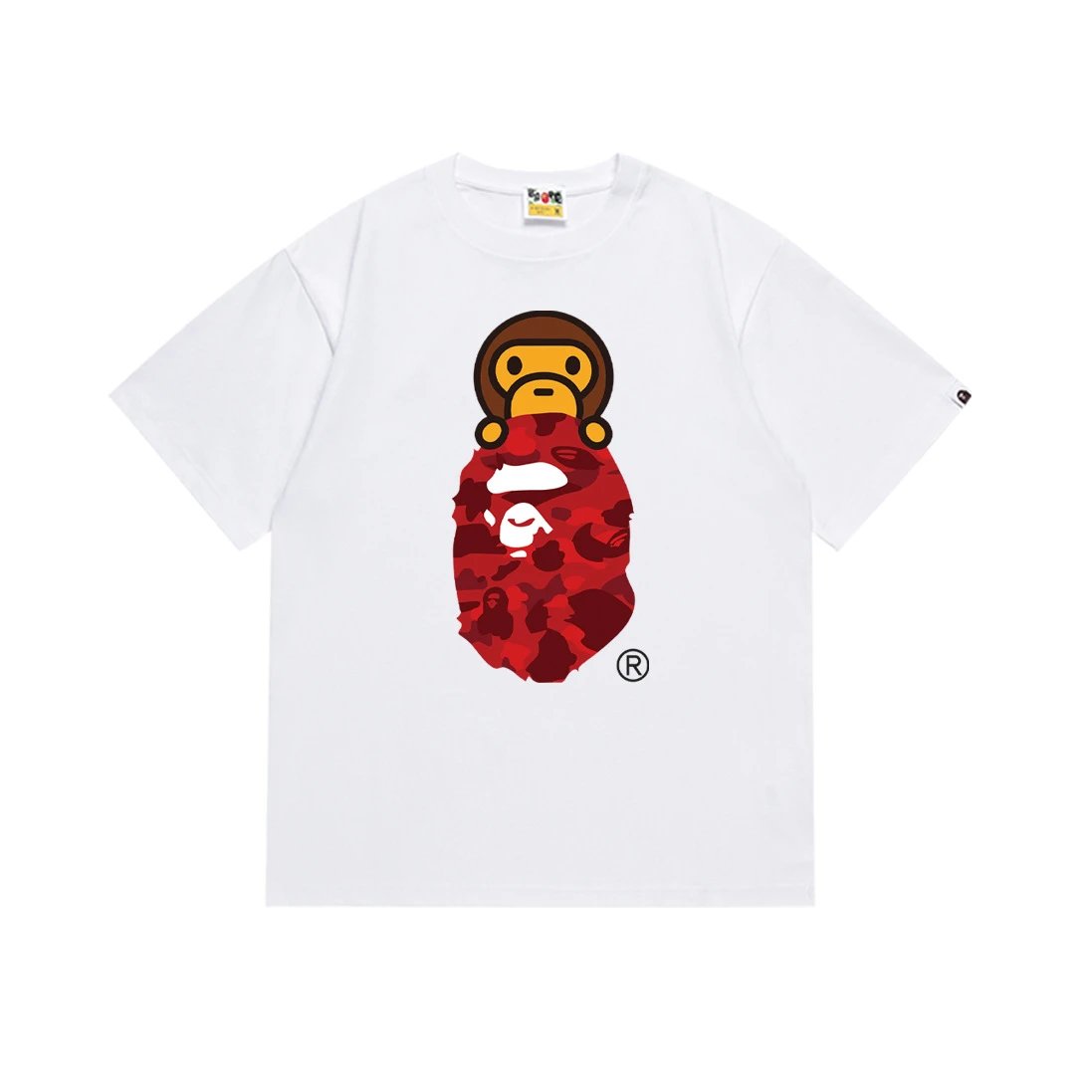 A Bathing Ape T-Shirts Short-Sleeve Head Graphic — 168 white red