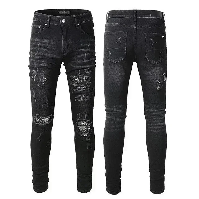 Amiri Distressed printed denim jeans product detail image 3