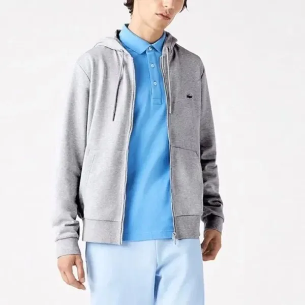 Lacoste Classic Crocodile Embroidered Gray Sweatshirt - 5
