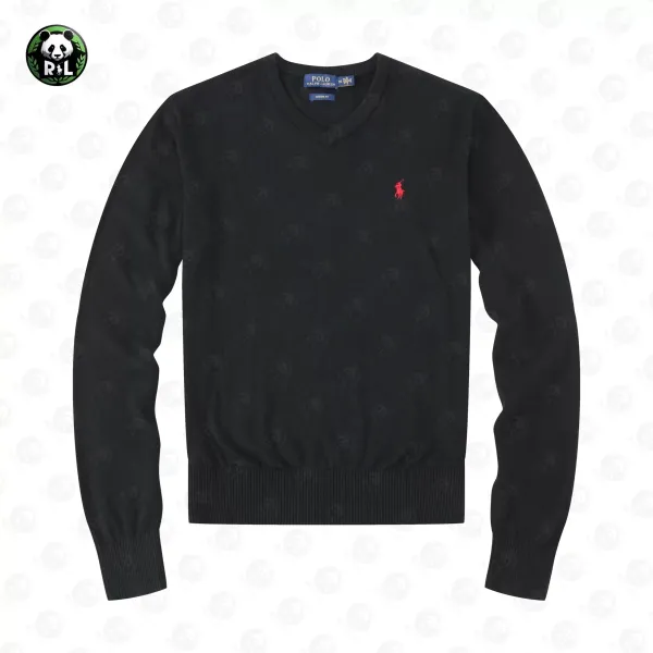 Ralph Lauren Custom Fit V-Neck Sweater Black - 1