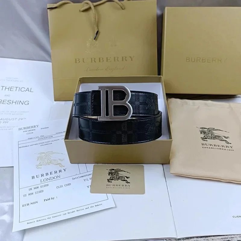 Burberry Belts Check-pattern belt with TB monogram buckle image 8