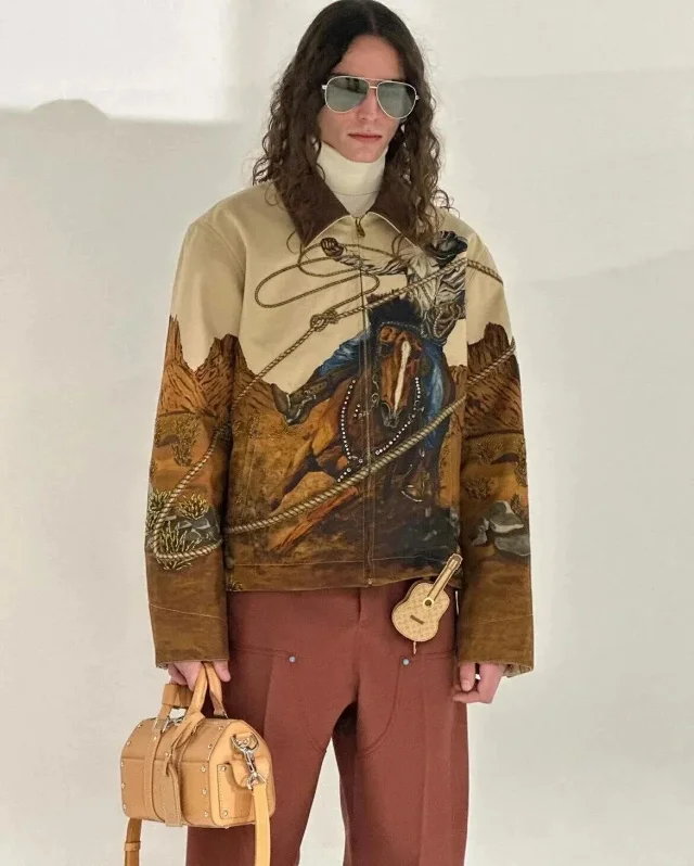 Louis Vuitton Matching Sets Printed Denim Jacket and Jeans Set product detail image 5