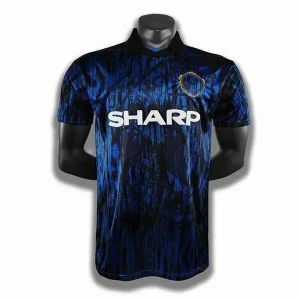 Sharp x Manchester United 1990-92 Away Jersey Blue Patterned Polo - 1