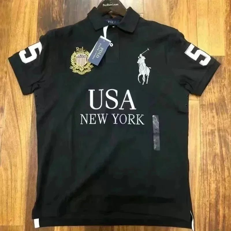 Polo Ralph Lauren Shirts City Embroidered Short-Sleeve Shirt with Number Graphic — New York, United States