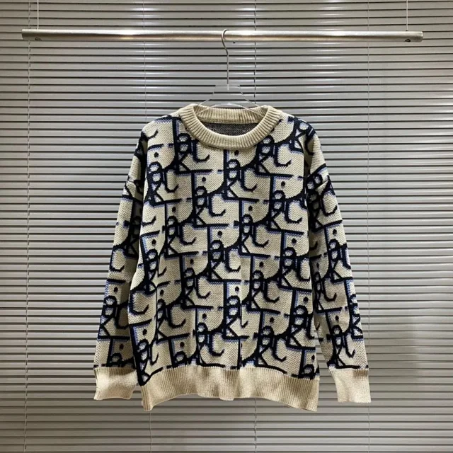 Dior Knitwear Logo knit sweater with striped cuffs product detail image 7