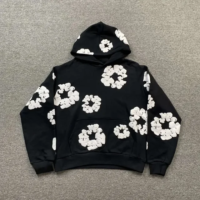 Unbranded Hoodies & Sweatshirts Hooded Sweatshirt with Raised Floral Ring Appliqués product detail image 14