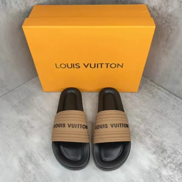 Louis Vuitton Slide Sandals Beige and Black Slippers - 1
