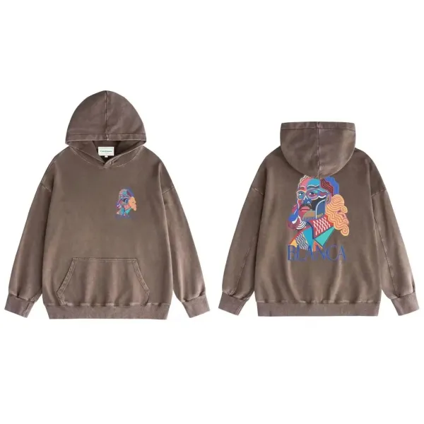 Blanca x Abstract Portrait Washed Brown Hoodie - 1