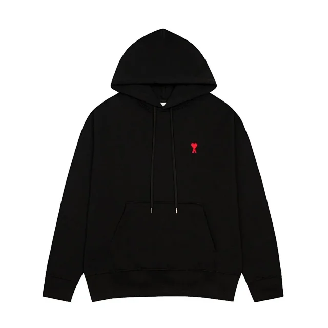 AMI Paris Hoodies & Sweatshirts de Coeur embroidered pullover hoodie product detail image 2