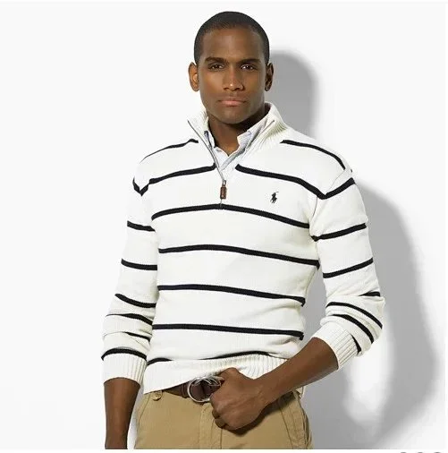 Polo Ralph Lauren Knitwear Quarter-Zip Striped Knit Sweater product detail image 1