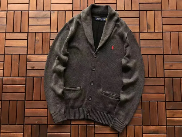 Ralph Lauren Shawl Collar Cardigan Charcoal Gray Sweater - 1
