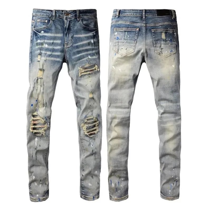 Unbranded Jeans Distressed Slim-Fit — 8811
