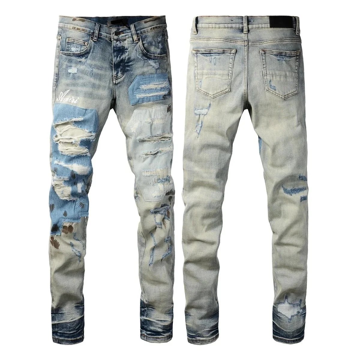 Unbranded Jeans Distressed Slim-Fit — 8895