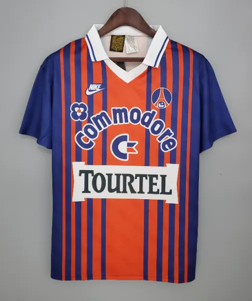 Nike Paris Saint-Germain 1992-93 Home Jersey Orange and Navy Striped Football Shirt - 1