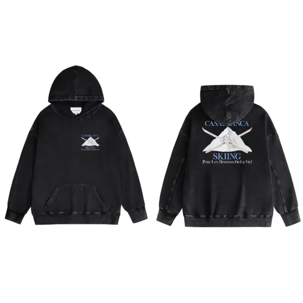 Casablanca Skiing Acid Wash Black Hoodie - 1