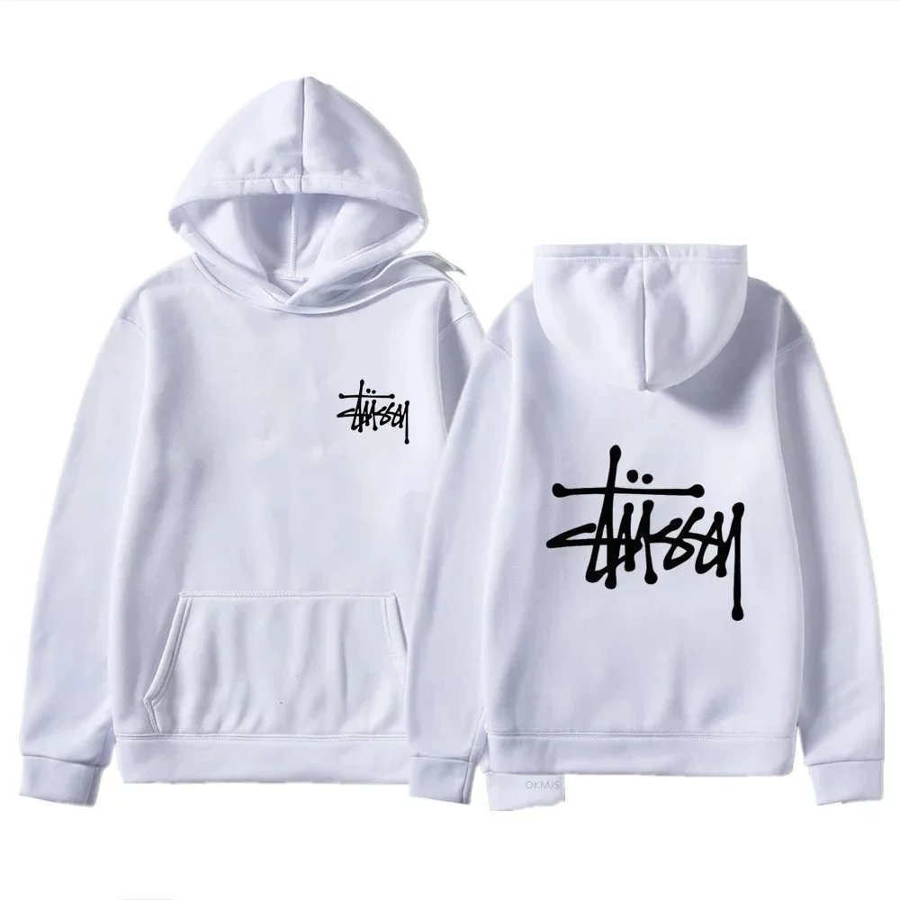 Stüssy Hoodies & Sweatshirts Logo Print Pullover Hoodie — White 1