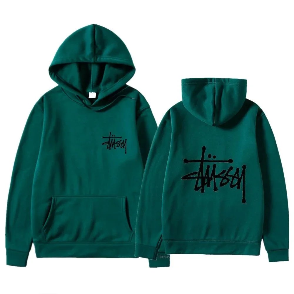 Stüssy Hoodies & Sweatshirts Logo Print Pullover Hoodie — Green 9