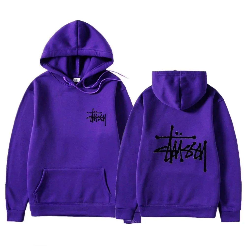 Stüssy Hoodies & Sweatshirts Logo Print Pullover Hoodie — Purple 12