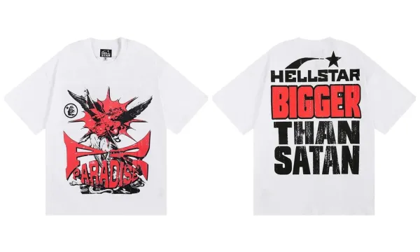 Hellstar Bigger Than Satan Paradise Graphic T-Shirt White - 1