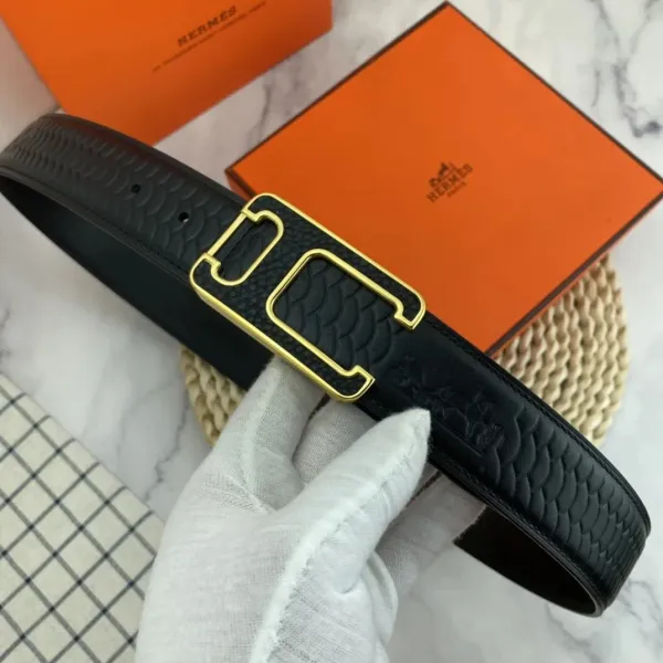 Prada Croc-Embossed Leather Belt Black - 3