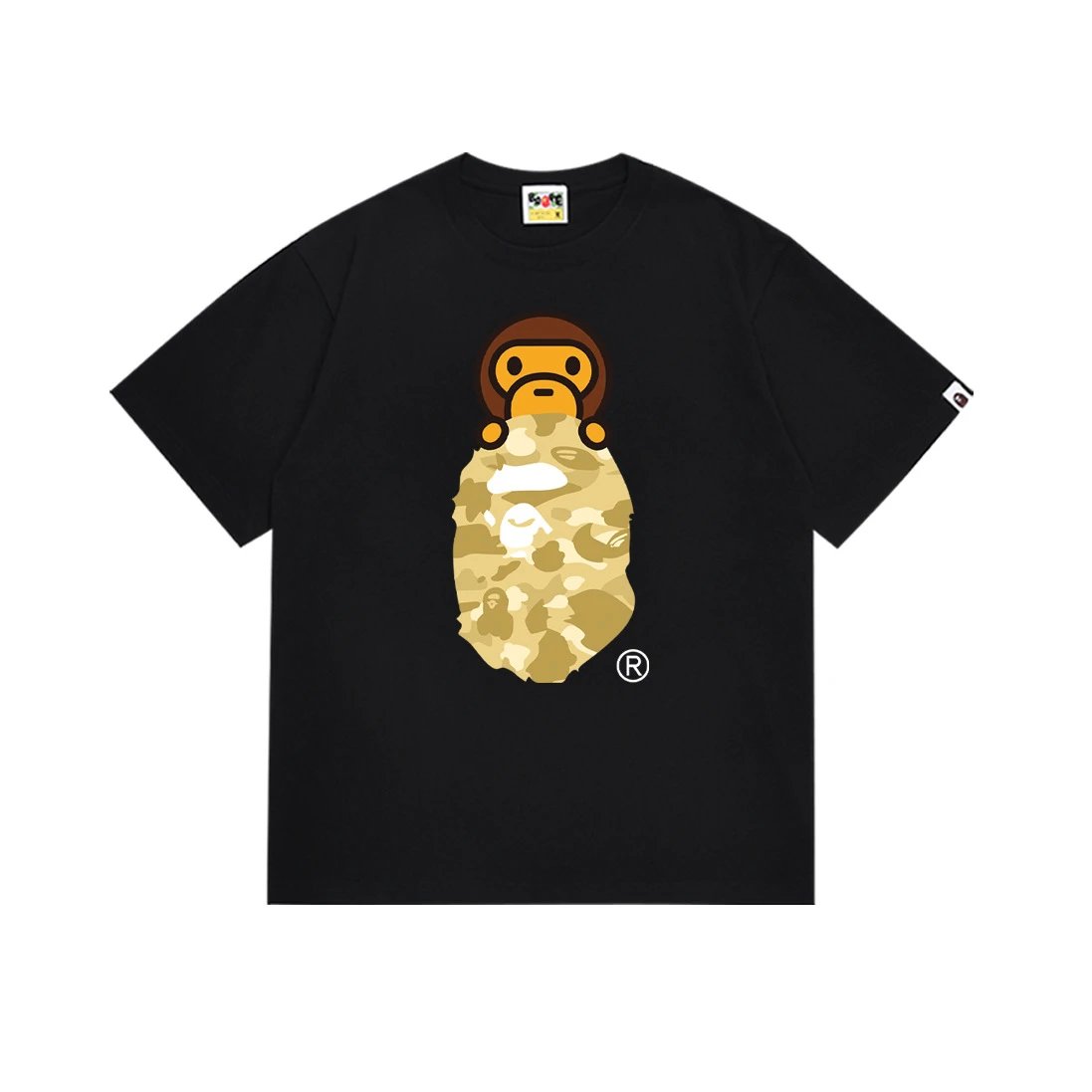 A Bathing Ape T-Shirts Short-Sleeve Head Graphic — 168 black and yellow