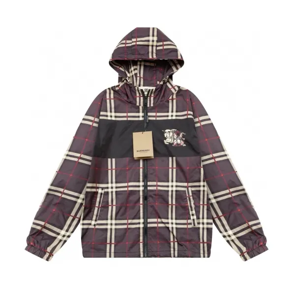 Burberry Check Print Hooded Windbreaker Jacket - 1