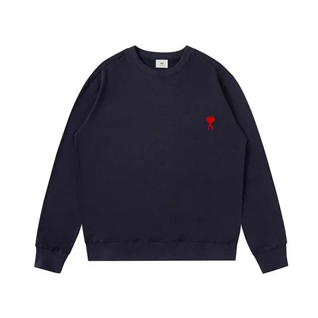 AMI Paris Hoodies & Sweatshirts Crewneck sweatshirt with red heart embroidery product detail image 8