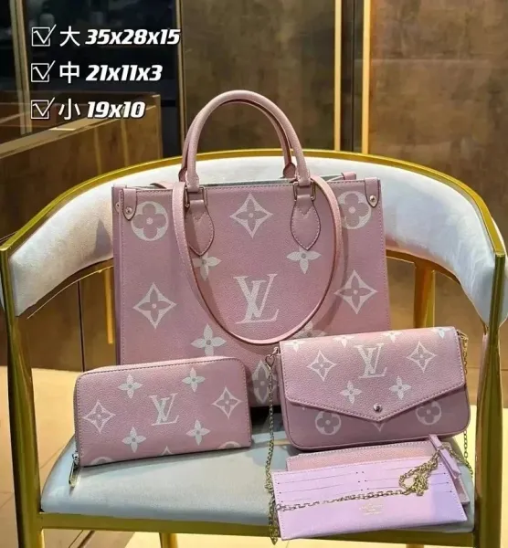 Louis Vuitton Monogram Empreinte Pink Tote Bag Set with Wallets and Chain Pouch - 1
