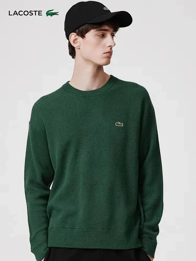 Lacoste Knitwear Crocodile Logo Crew-Neck Knit Sweater product detail image 3