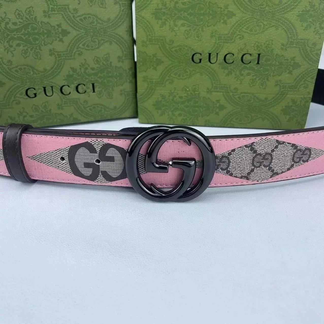 Burberry Belts Check Pattern Belt with B Monogram Buckle image 8
