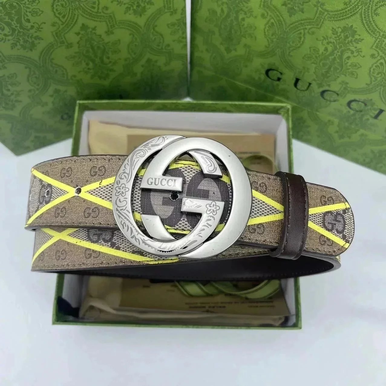 Burberry Belts Check Pattern Belt with B Monogram Buckle image 14