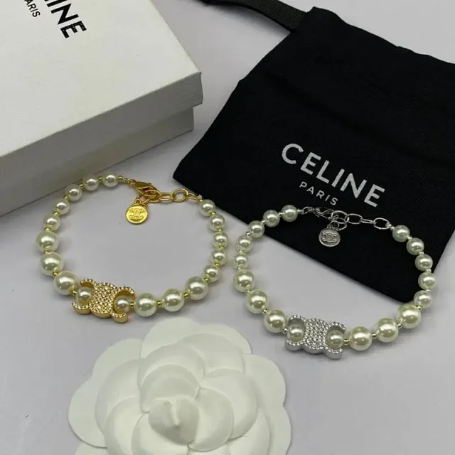 Celine Jewelry Pearl Triomphe Rhinestone Bracelet product detail image 1