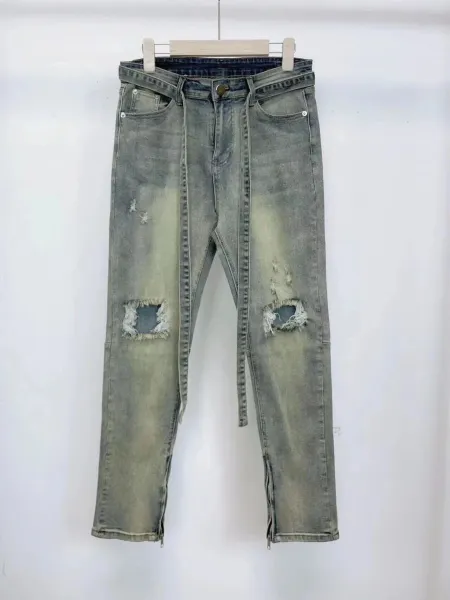 Off-White Industrial Jeans Light Wash Distressed Denim - 2