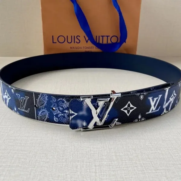 Louis Vuitton Bandana Monogram Reversible Belt Navy Blue Leather Belt - 1