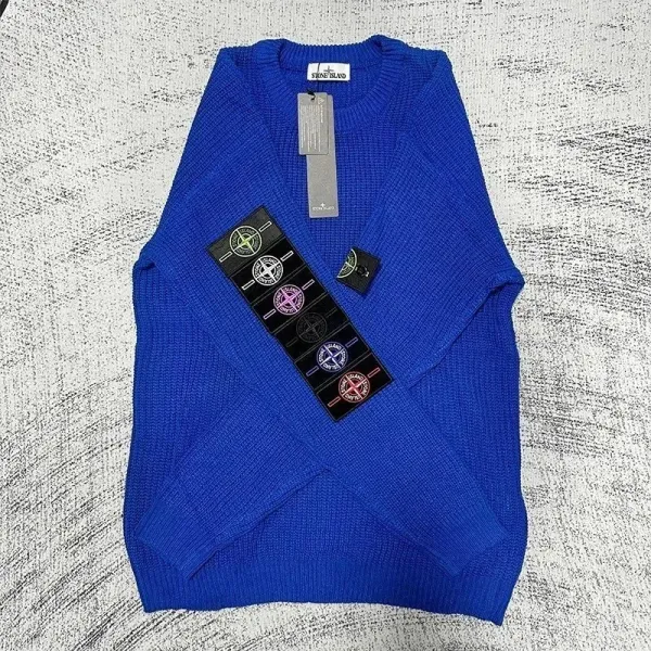 Stone Island Ribbed Knit Sweater Royal Blue - 1
