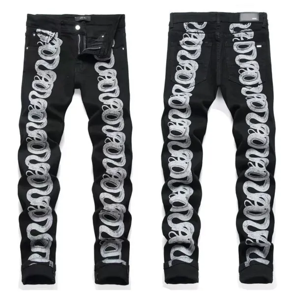 Amiri Graffiti Script Black Slim Fit Jeans - 1