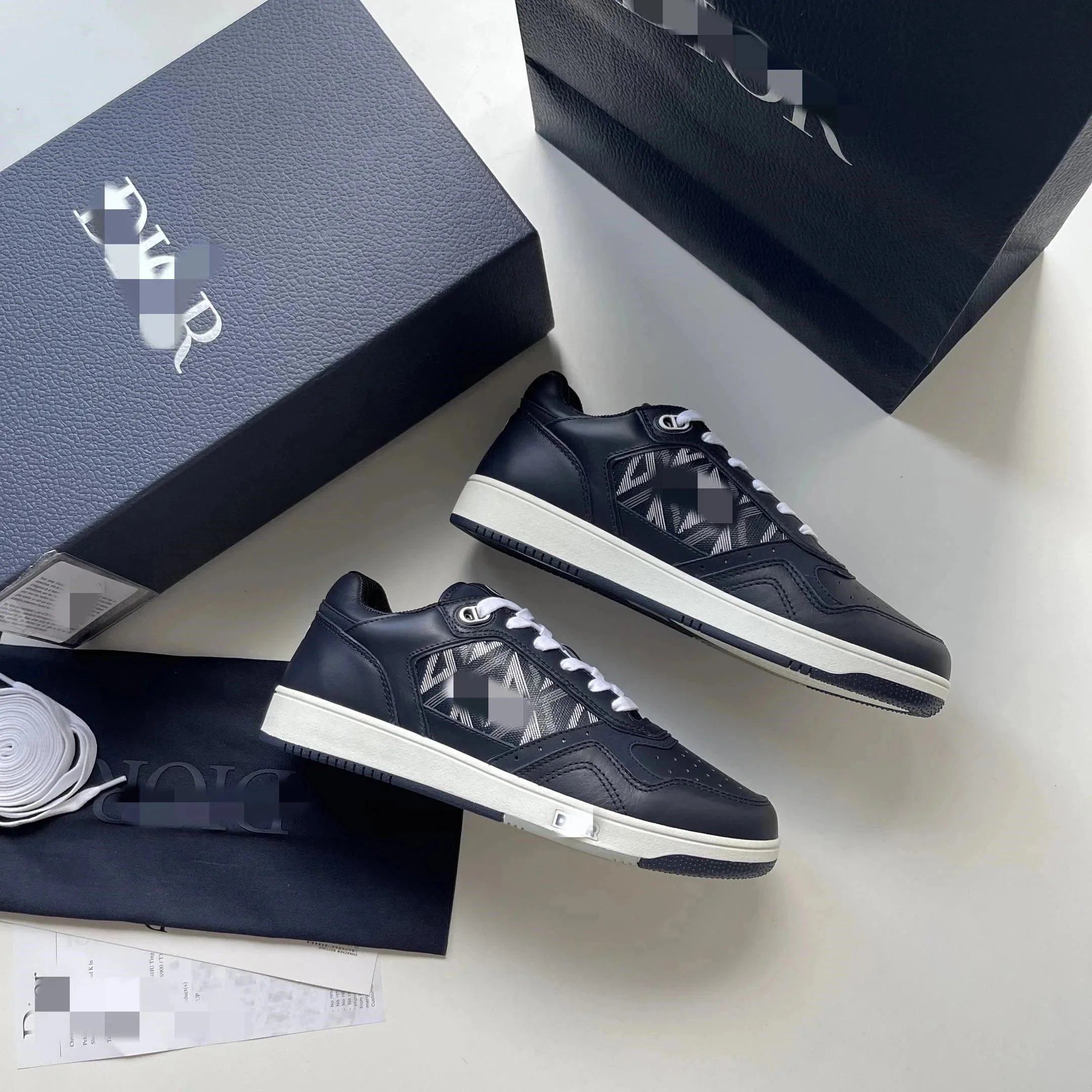 Dior B23 Low Sneakers Navy Blue with Camo Print - 7