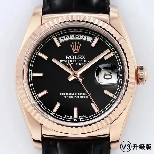 Rolex Day-Date 40 Rose Gold Black Dial Mechanical Watch - 1