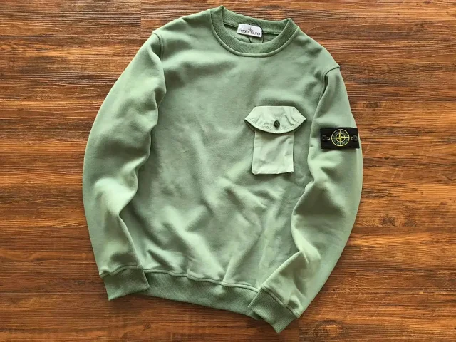 Stone Island Knitwear Crewneck knit sweater with Compass badge sleeve patch product detail image 4