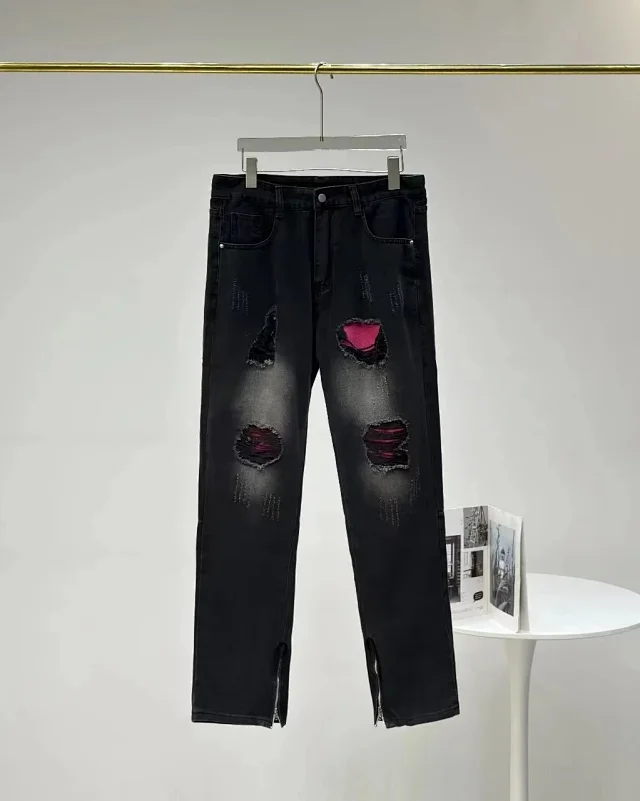 Unbranded Jeans Distressed straight-leg product detail image 2