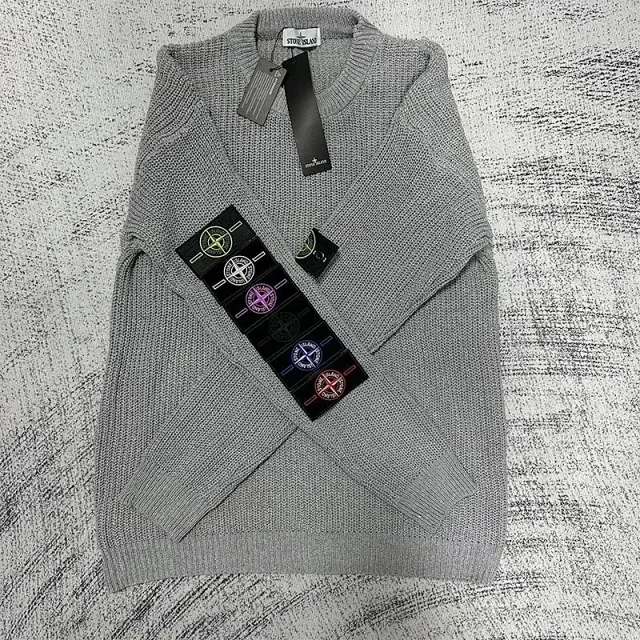 Stone Island Knitwear Crewneck knit sweater with compass sleeve badge product detail image 9