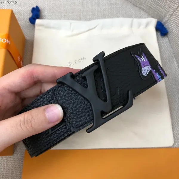 Louis Vuitton x Takashi Murakami LV Initiales Belt Black Leather Belt - 1