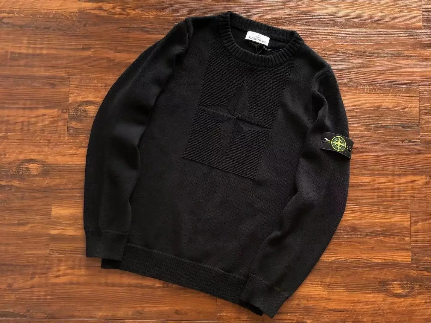 Stone Island Knitwear Crewneck knit sweater with Compass badge sleeve patch — 38