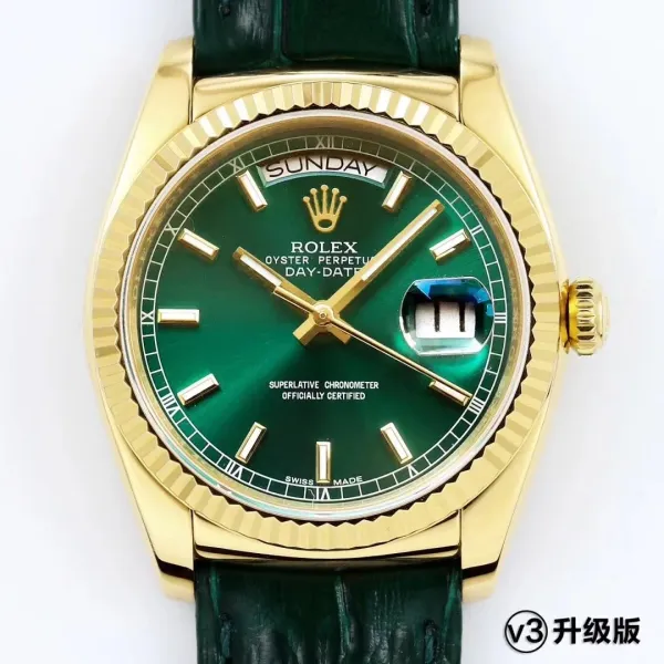 Rolex Day-Date Green Dial 18K Yellow Gold Mechanical Watch - 1