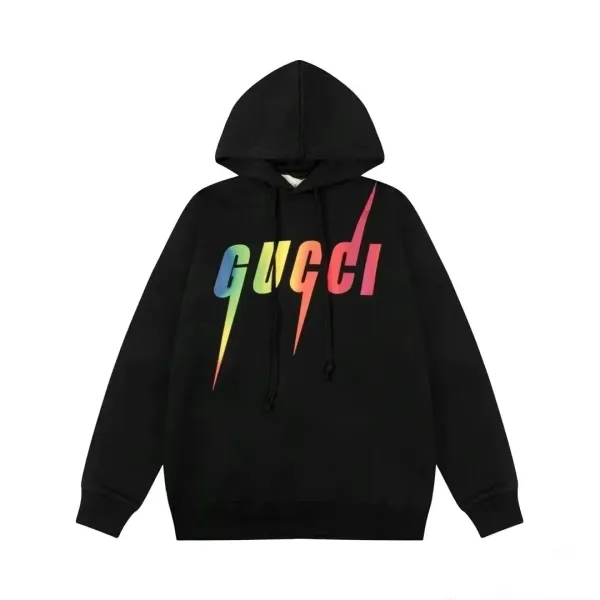 Gucci Rainbow Lightning Logo Black Hoodie - 1