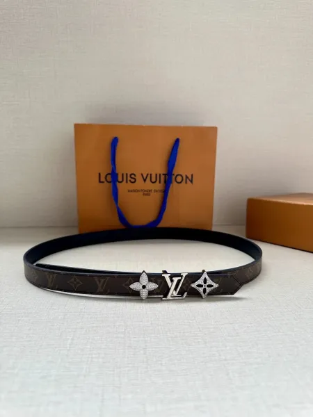 Louis Vuitton Monogram Initiales Belt Brown with Diamond-Embellished LV and Flower Motifs Leather Belt - 1